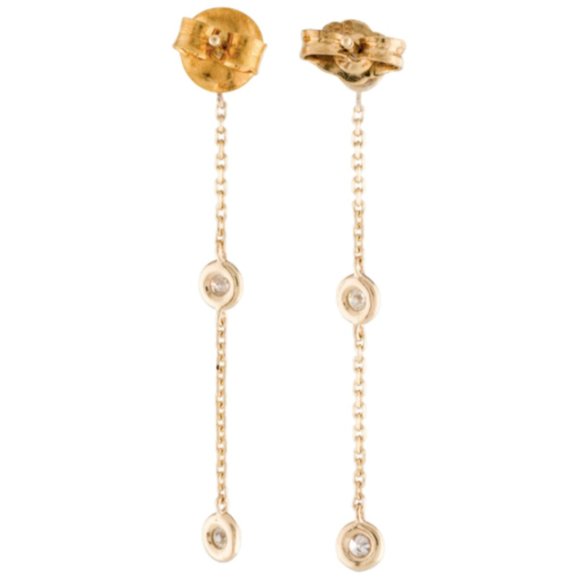 14K Diamond Drop Earrings - Picture 3 of 4